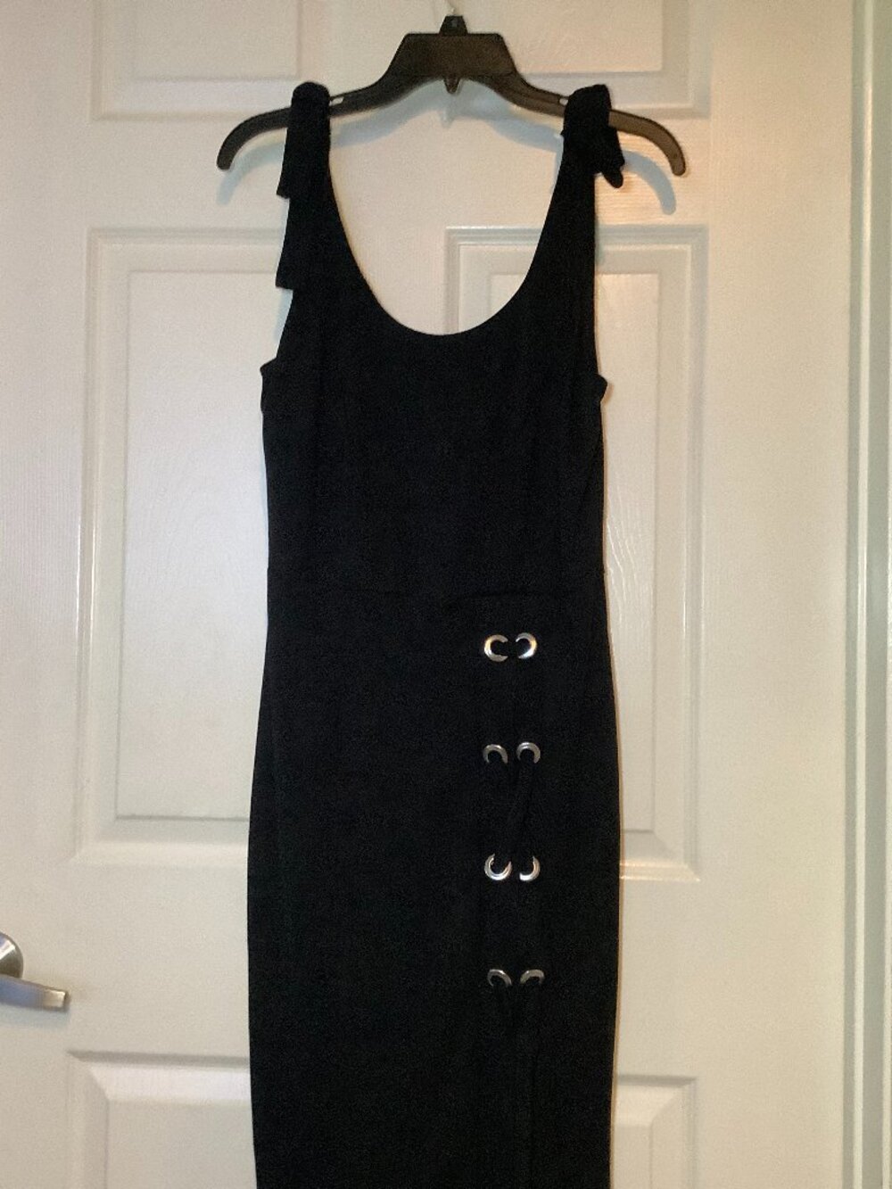 Venus Black silver grommet lace-up dress